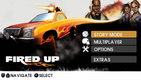 Fired Up title screen for PSP